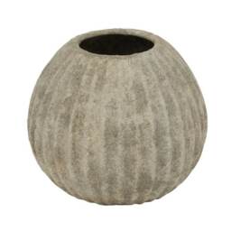 Catania Round Vase - Ceramic - L22 x W22 x H18 cm - Light Grey Grey