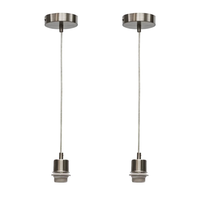 Set of 2 Carss - Satin Nickel Ceiling Pendant Kits for Easy Fit Shades Chrome Satin nickel plate Small 2