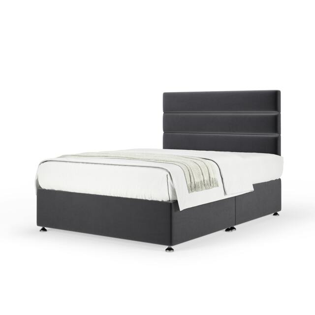 Memory Maestro Memory Foam Graphite Plush Velvet Divan Set And Milan Headboard King Size