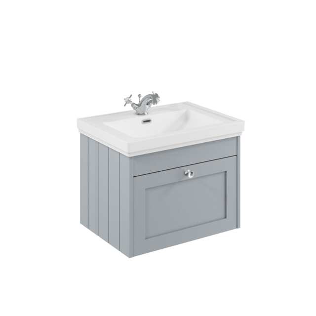 Balterley Wall Hung 1 Drawer Unit with Classic Basin 1 Tap Hole Grey 431 x 600 x 453mm