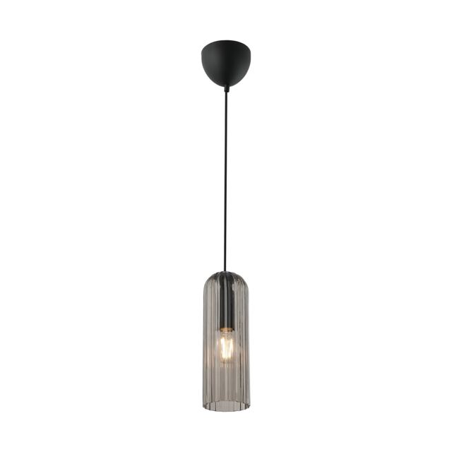Nordlux Miella Indoor Pendant Light Black Glass E27 Fluted - Mains Powered, IP20