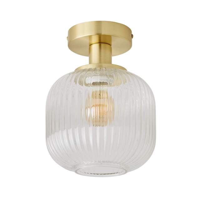 ValueLights Calpe Clear Glass Shade Flush Gold Ceiling Light Gold