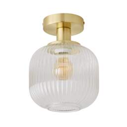 ValueLights Calpe Clear Glass Shade Flush Gold Ceiling Light Gold