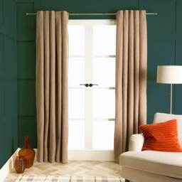 "OHS Boucle Soft Textured Panel Pair Blackout Eyelet Curtains, 90x90"" Brown Natural"