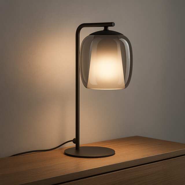 EGLO Ciampino Black Steel & Glass Modern LED Table Lamp