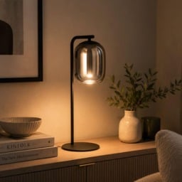 EGLO Ciampino Black Steel & Glass Modern LED Table Lamp