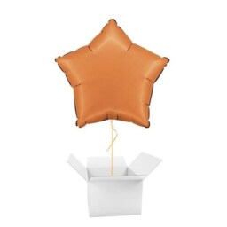 Satin Caramel Star Foil Helium Balloon - Inflated Balloon in a Box Brown