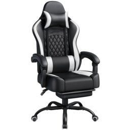 Yaheeetch Ergonomic Swivel Gaming Chair with Slide-Out Footrest Multi Black/White One Size