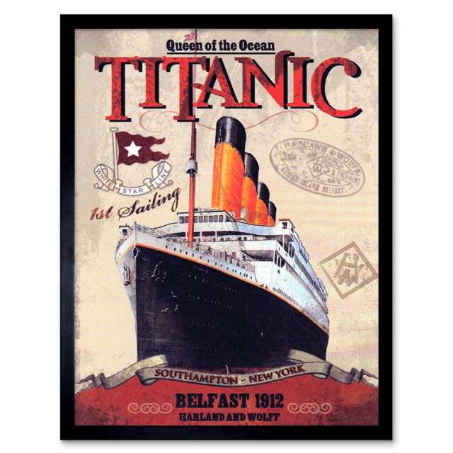 Travel Transport Titanic Liner Disaster Queen Ocean Framed Wall Art Print
