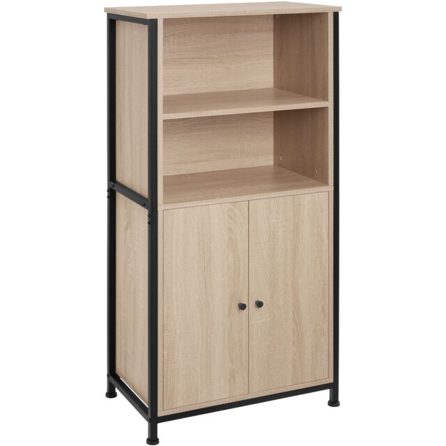 Display Cabinet Doncaster - open shelving, 2 cupboards, adjustable shelves Brown industrial wood light, oak Sonoma 60 x 38 x 125 cm 1