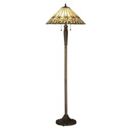 Jamelia 2 Light Floor Lamp Tiffany Glass, Dark Bronze Paint with Highlights, E27