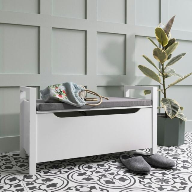 Olsen Storage Bench with Cushion in Classic White White One Size