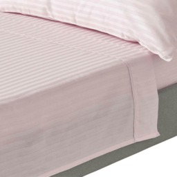 Homescapes Dusky Pink Violet Egyptian Cotton Satin Stripe Flat Sheet 330 TC, Double Pink Double