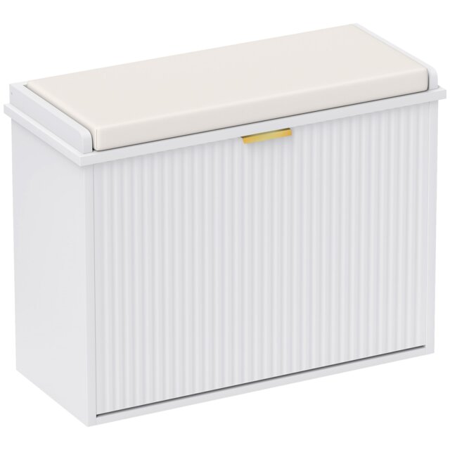 HOMCOM Shoe Storage Bench with Cushion and Flip-Drawer 62x26x47.5cm White White White