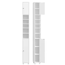 Yaheetech Tall Slim Bathroom Cabinet with Adjustable Shel-White White White 20 cm W × 20 cm D × 181 cm H 1