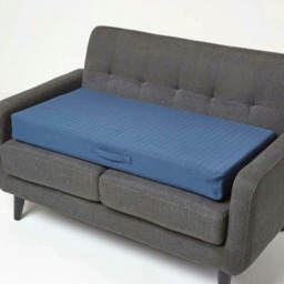 Homescapes Navy Cotton Orthopaedic Foam 2 Seater Booster Cushion Blue Navy 100 x 50 x 10 cm