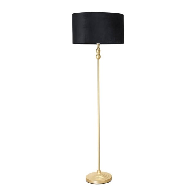 ValueLights Maggie Gold Candlestick Floor Lamp Black Velvet Shade and Bulb