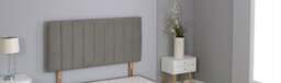 "Grey Plush Velvet 9 Panel Headboard Grey 3FT Single 26""inch Headboard"