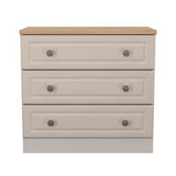 Surrey 3 Drawer Chest of Drawers in Kashmir Ash & Bardolino Oak (Ready Assembled) Cream Kashmir Ash & Bardolino Oak