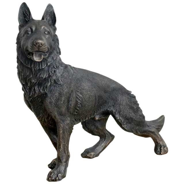 German Shepherd Dog Bronze Effect Figurine Home Decoration