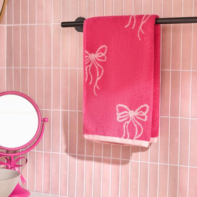 OHS Bows 100% Premium Cotton Hand Towel Hotel Quality Soft Absorbent Pink Hand towel