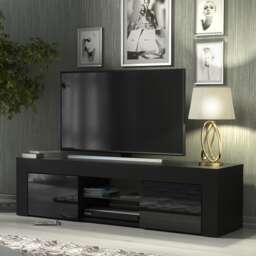 TV Unit TV Stand Cabinet Sideboard Black High Gloss Storage 130cm