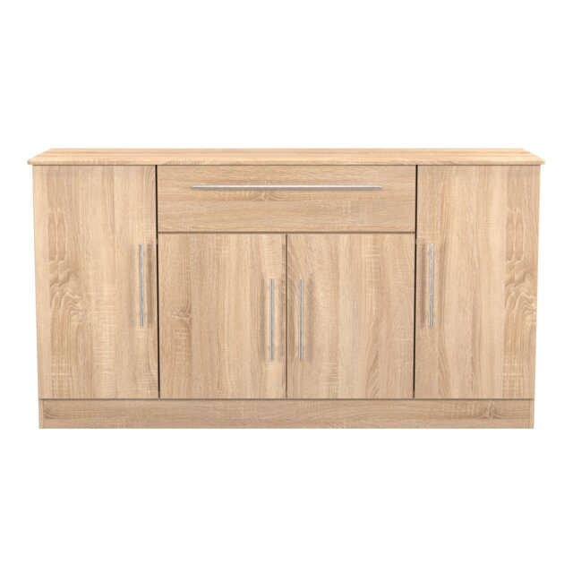 Carlton 4 Door 1 Drawer Wide Sideboard in Bardolino Oak (Ready Assembled) Brown Bardolino Oak