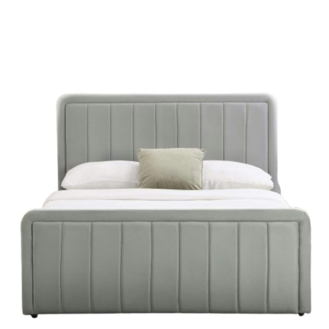 4ft6 Double Brushed Velvet Ottoman Bed Frame In Light Grey