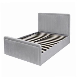 4ft6 Double Brushed Velvet Ottoman Bed Frame In Light Grey