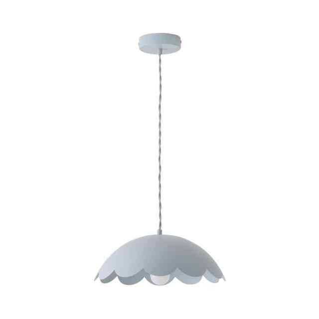 ValueLights Millie Powder Blue Scallop Pendant Ceiling Light Blue