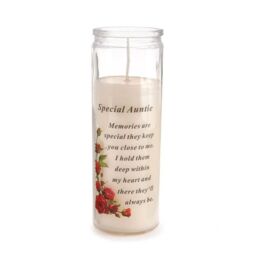 David Fischhoff Memorial Glass Candle - Special Auntie White