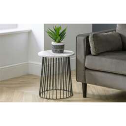 White Classic Marble Round Lamp Table White White