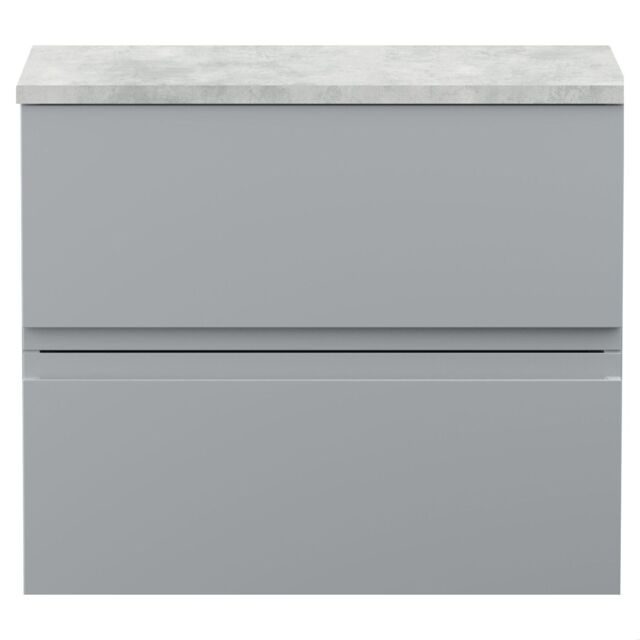 Balterley Mavesyn Contemporary 2 Drawer Wall Hung Vanity Unit with Worktop, Satin Grey, 600mm