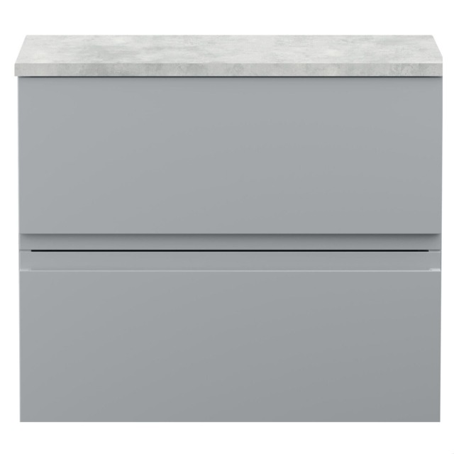 Balterley Mavesyn Contemporary 2 Drawer Wall Hung Vanity Unit with Worktop, Satin Grey, 600mm