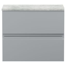 Balterley Mavesyn Contemporary 2 Drawer Wall Hung Vanity Unit with Worktop, Satin Grey, 600mm