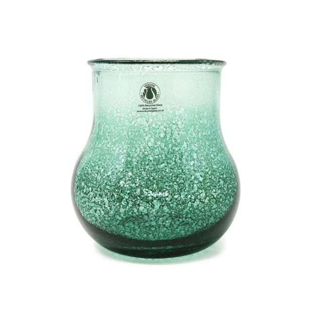 Verano Spanish Ceramics Recycled Glass Rimma Teardrop Vase - 20cm Clear 1