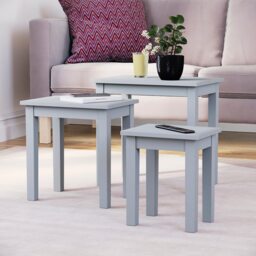 Vida Designs Yorkshire Set of 3 Nest of Tables Sofa Side End Table, Grey