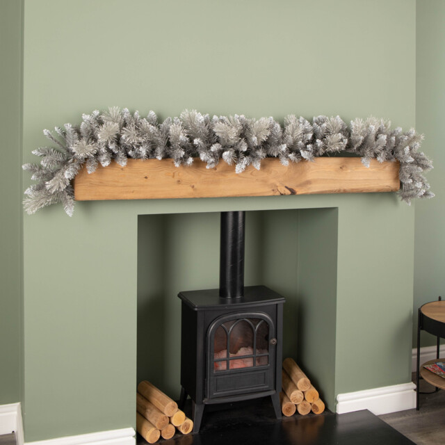 6ft (1.8m) Premier Lightly Flocked Grey Fir Christmas Garland with Mixed Tips