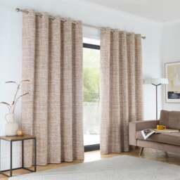 "Portfolio Home Maine Geometric Abstract Sand 90""x90"" Fully Lined Eyelet Curtains Brown"