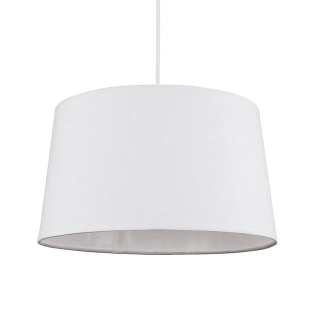 ValueLights Doretta Fabric White Taper Ceiling Pendant Shade and Bulb