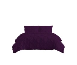 Pintuck Pinch Pleated Polycotton Duvet Cover And Pillowcase/s Set Bed Linen Purple Purple Plum Single