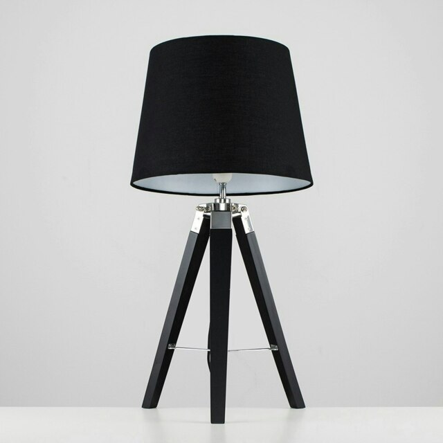 ValueLights Clipper Black Tripod Table Lamp Black Taper Shade and Bulb