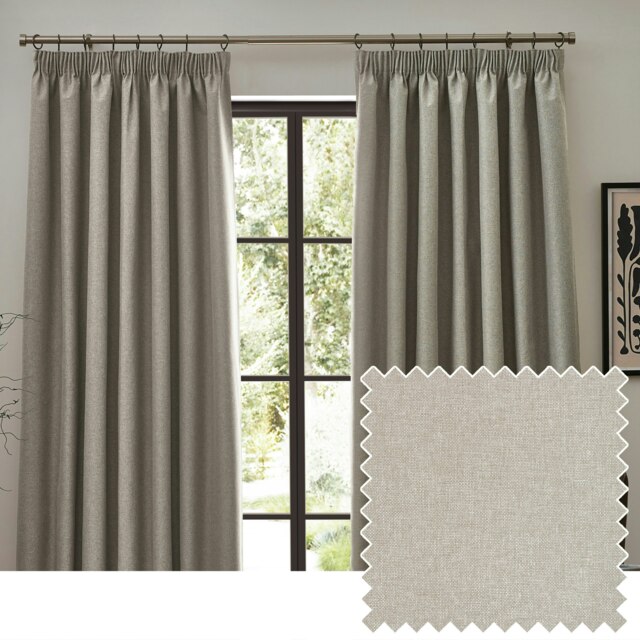 furn. Dawn Blackout Linen Pencil Pleat Curtains (W)229cm x (D)137cm Multi