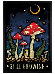 Black Wooden Framed Magical Mushroom Still Growing Maxi Poster Multi