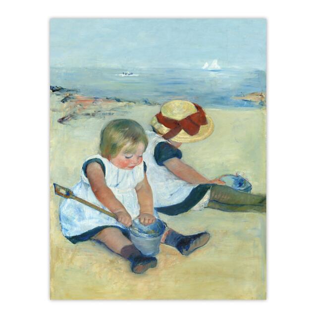 "Children Playing on the Beach Cassatt Vintage Wall Art Poster Print 12X16"""