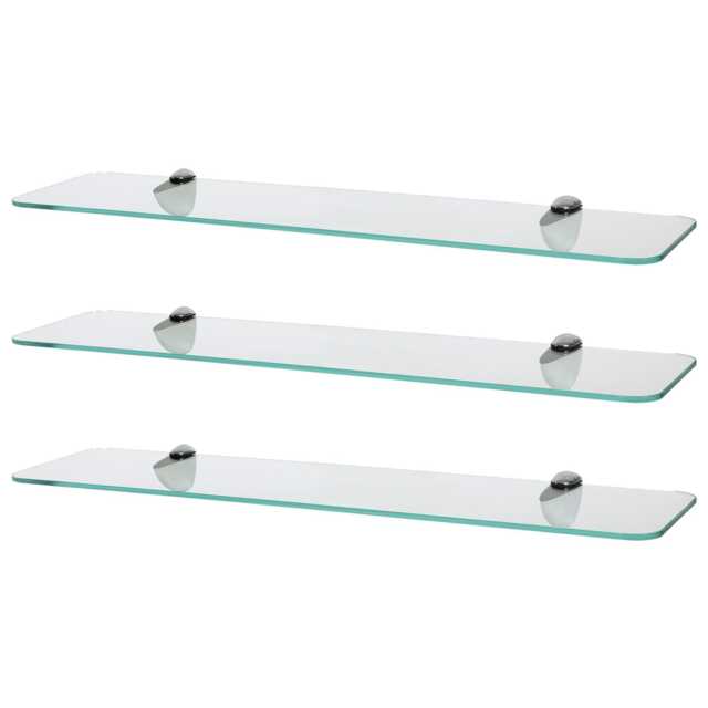 Harbour Housewares Rounded Floating Glass Shelf - 60cm - Metallic Brackets - Bathroom Shower Storage Vanity Display Unit Shelf Silver Chrome 3