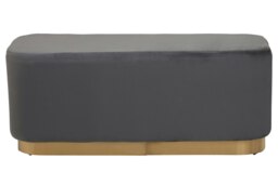 Orsina Grey Rectangle Stool with Gold Base, Velvet Upholstered Makeup Stool, Pouffe Footstool with Modern Link