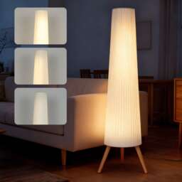 HOMCOM Dimmable Standing Lamp with Foot Switch, White and Natural