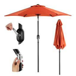 VonHaus Steel Parasol Orange 2M Hand Crank & Tilt Function Multi