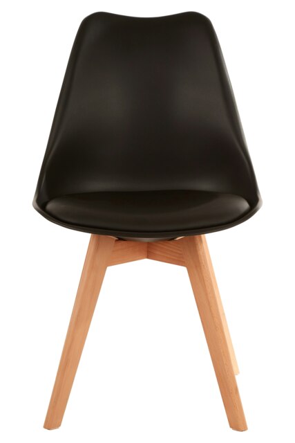 Orsina Black Chair With Cushion and Beach Wood Legs, Effortless Cleaning Small Chair, Easy to Adjust Bedroom chair